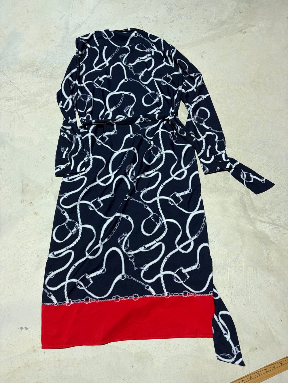 Lauren Ralph Lauren Navy Chain Print shirt Dress 10 - Picture 11 of 12